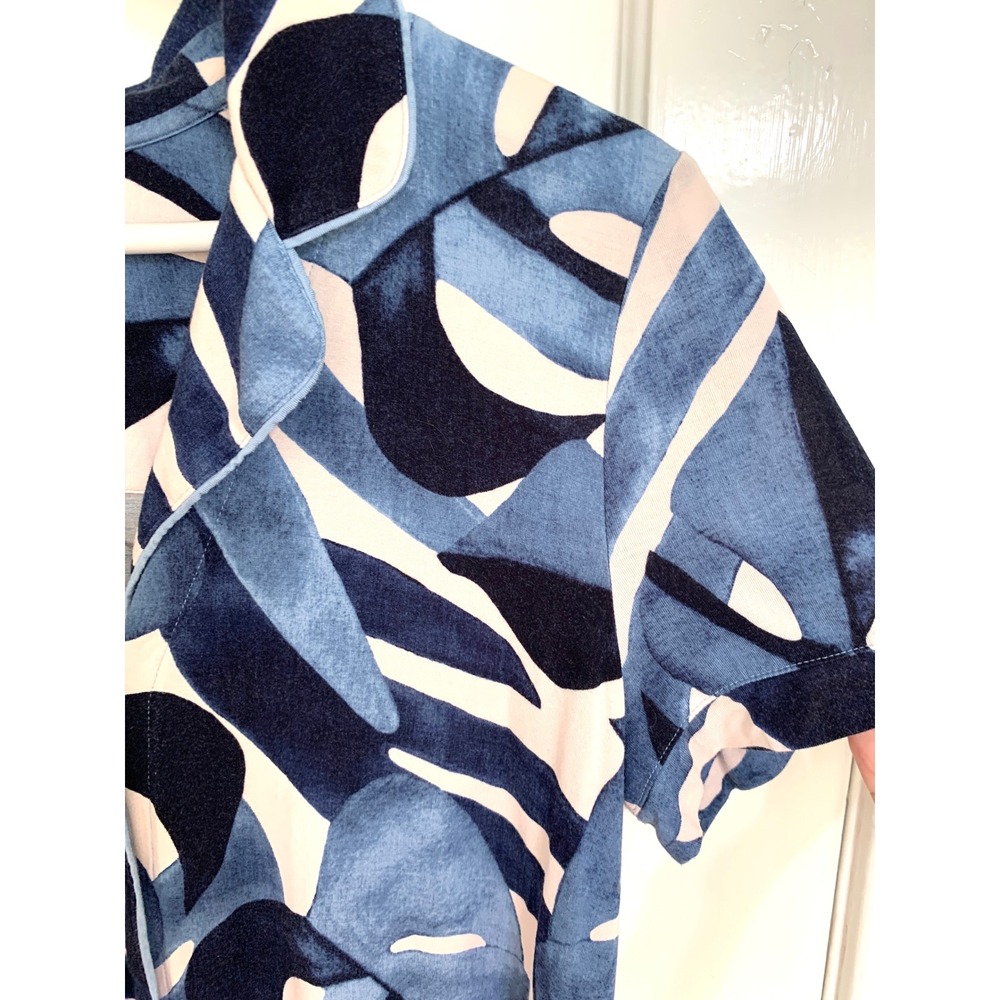 Soma Cool Nights Piped Short Sleeve Notch Collar Pajama Set Tropical Blue Size M - Picture 9 of 16
